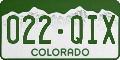 CO license plate 022QIX
