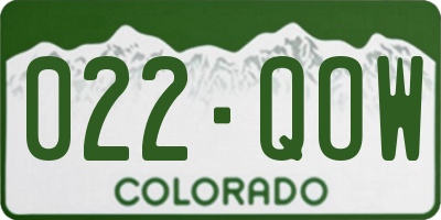 CO license plate 022QOW