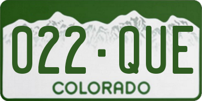 CO license plate 022QUE