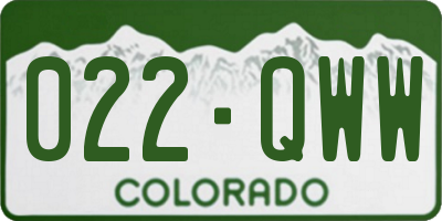CO license plate 022QWW