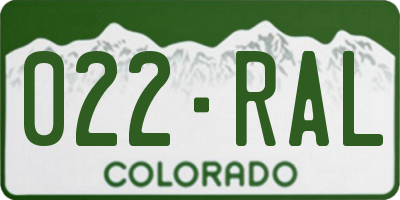 CO license plate 022RAL