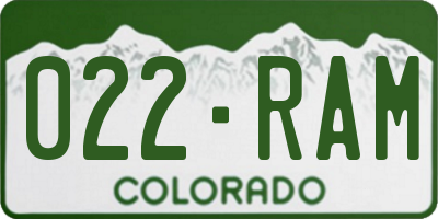 CO license plate 022RAM