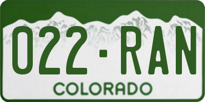 CO license plate 022RAN