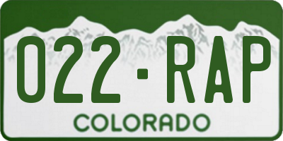 CO license plate 022RAP