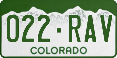 CO license plate 022RAV