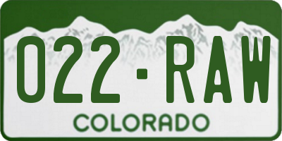 CO license plate 022RAW