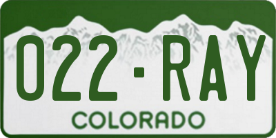 CO license plate 022RAY