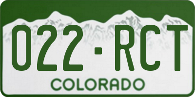 CO license plate 022RCT