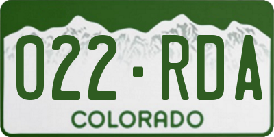 CO license plate 022RDA