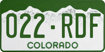 CO license plate 022RDF