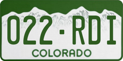 CO license plate 022RDI