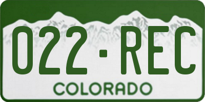 CO license plate 022REC