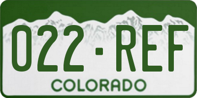 CO license plate 022REF