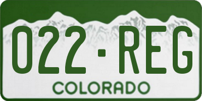 CO license plate 022REG