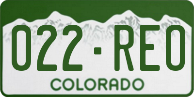 CO license plate 022REO