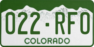 CO license plate 022RFO