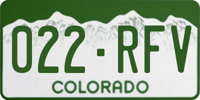 CO license plate 022RFV