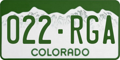 CO license plate 022RGA