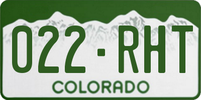 CO license plate 022RHT