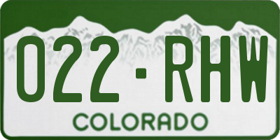 CO license plate 022RHW
