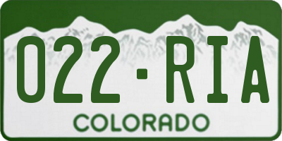 CO license plate 022RIA
