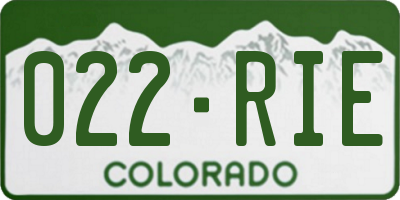 CO license plate 022RIE