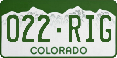 CO license plate 022RIG