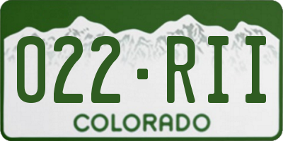 CO license plate 022RII