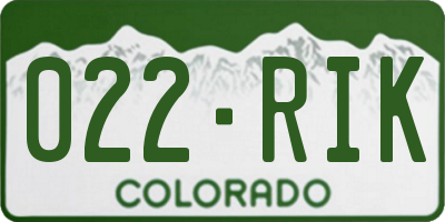 CO license plate 022RIK