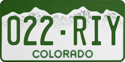CO license plate 022RIY