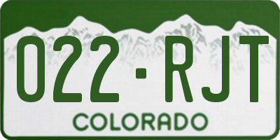 CO license plate 022RJT