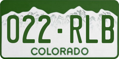 CO license plate 022RLB