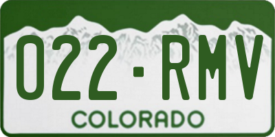 CO license plate 022RMV