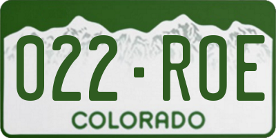 CO license plate 022ROE