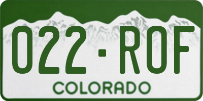 CO license plate 022ROF