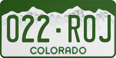 CO license plate 022ROJ
