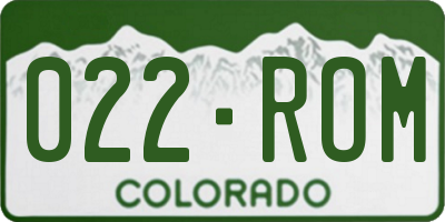 CO license plate 022ROM