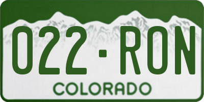 CO license plate 022RON