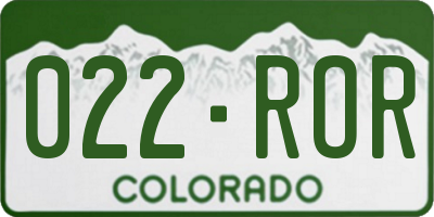 CO license plate 022ROR