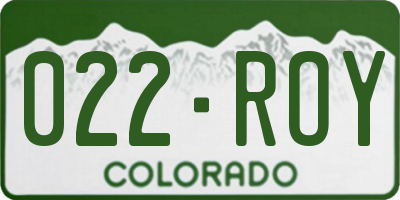 CO license plate 022ROY