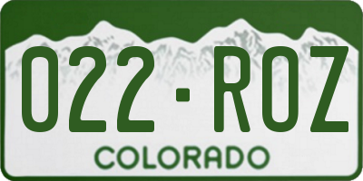 CO license plate 022ROZ