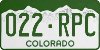 CO license plate 022RPC