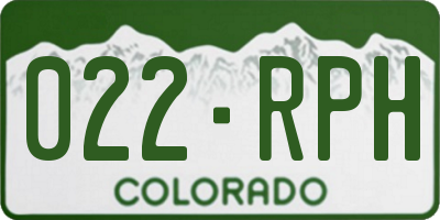 CO license plate 022RPH