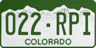 CO license plate 022RPI