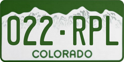 CO license plate 022RPL