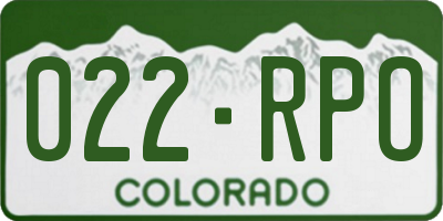 CO license plate 022RPO