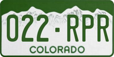 CO license plate 022RPR