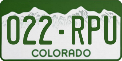 CO license plate 022RPU