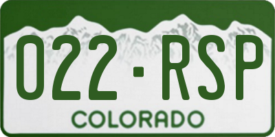 CO license plate 022RSP