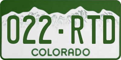 CO license plate 022RTD